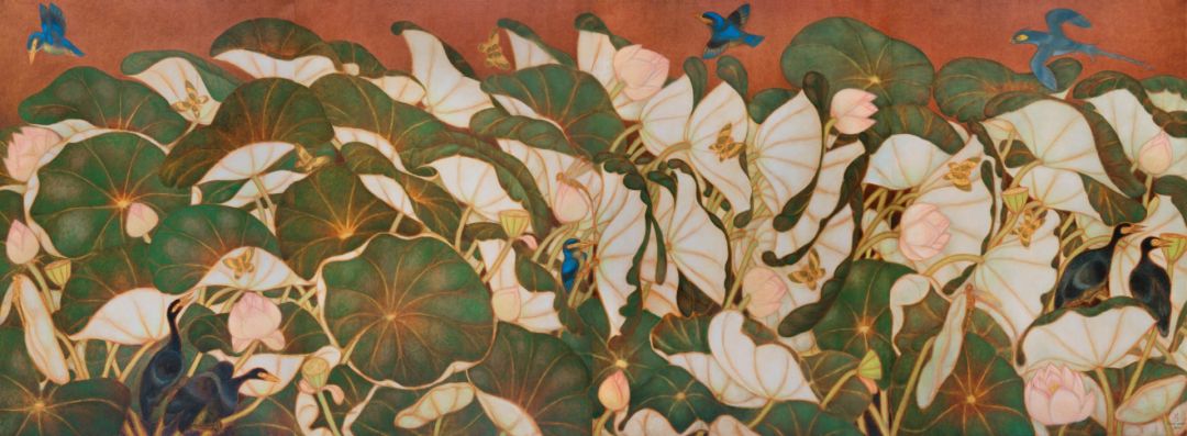 Lotus Pond in the Monsoon Breeze (Quadriptych)