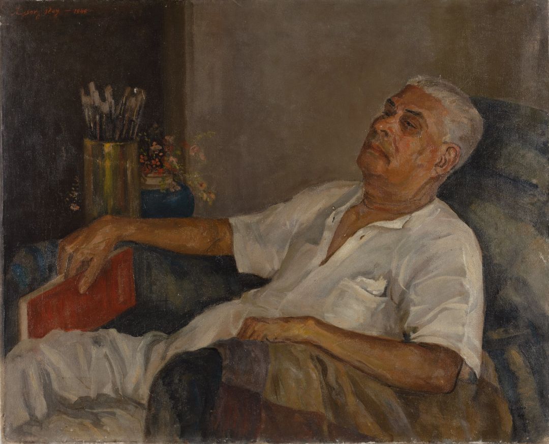 Mr. J. P. Gangooly Resting in his Studio 